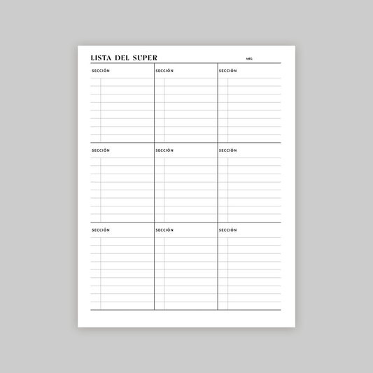 Organiza tus Compras de Supermercado con Eficiencia - Lista Digital Minimalista en PDF