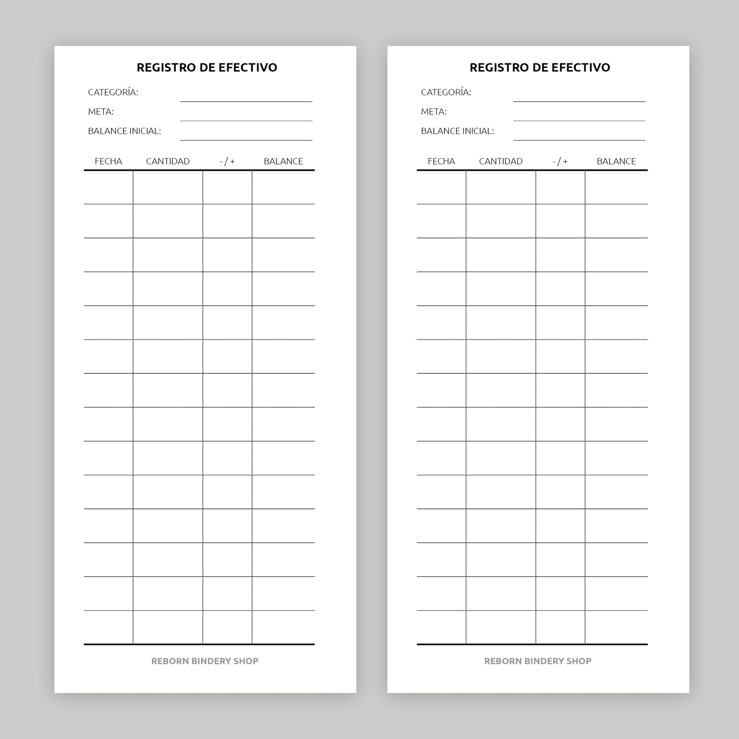 Registro de Efectivo – Formato A6 | Descarga Digital
