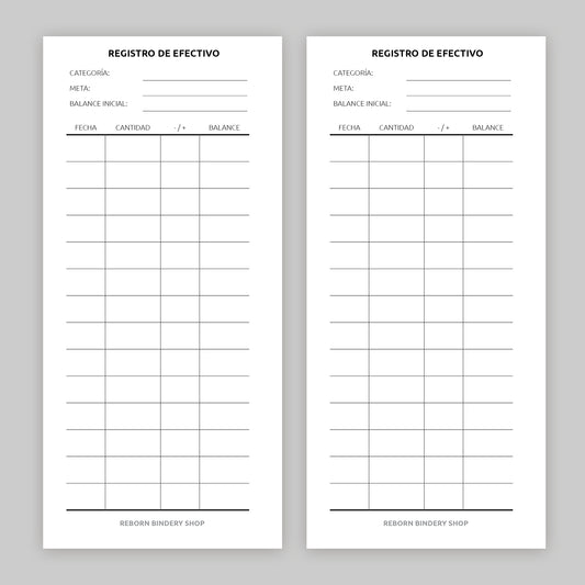 Registro de Efectivo – Formato A6 | Descarga Digital