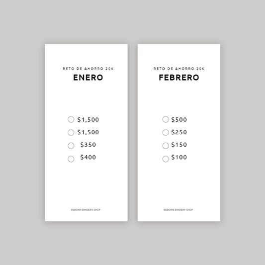 Paquete de Retos de Ahorro Mensual 20k – Plantillas Digitales Reutilizables