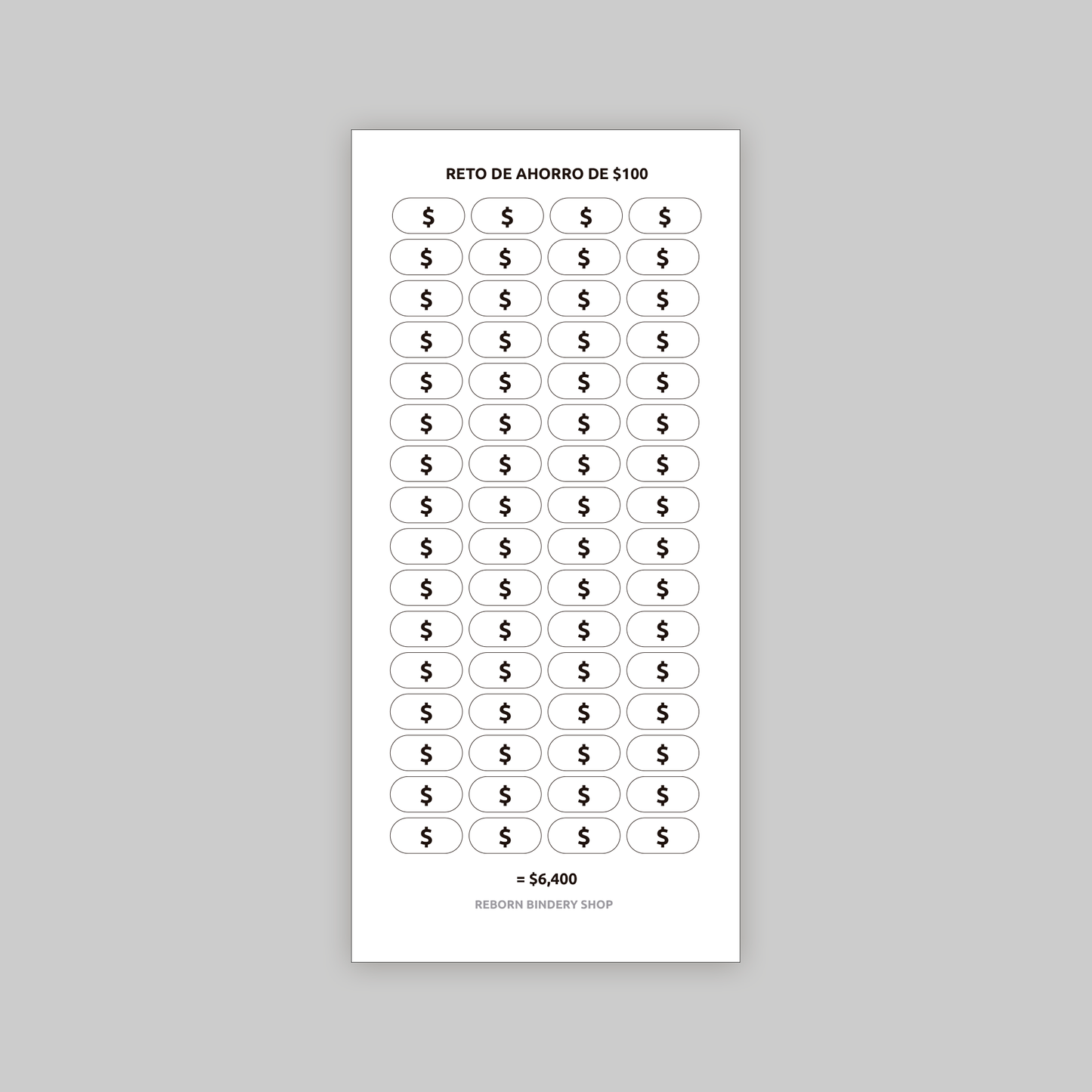 Reto de Ahorro $100 – Plantilla Digital Reutilizable