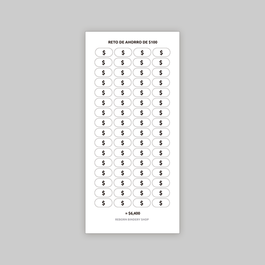 Reto de Ahorro $100 – Plantilla Digital Reutilizable