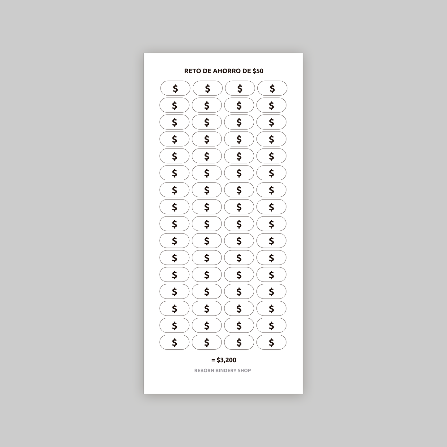 Reto de Ahorro $50 – Plantilla Digital Reutilizable