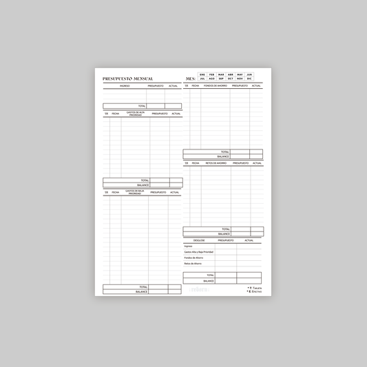 A4 Monthly Budget - Digital Download