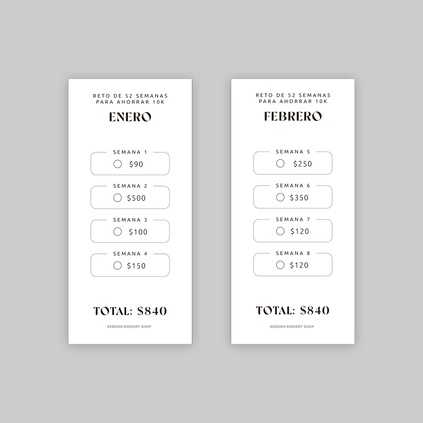Paquete de Retos de Ahorro Mensual 10k – Plantillas Digitales Reutilizables