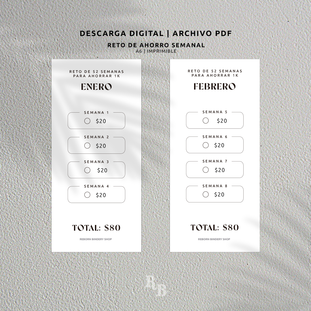 Paq. de Retos Ahorro Mensual 1k - Descarga Digital