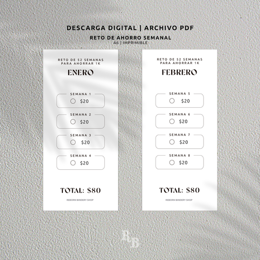 Paq. de Retos Ahorro Mensual 1k - Descarga Digital