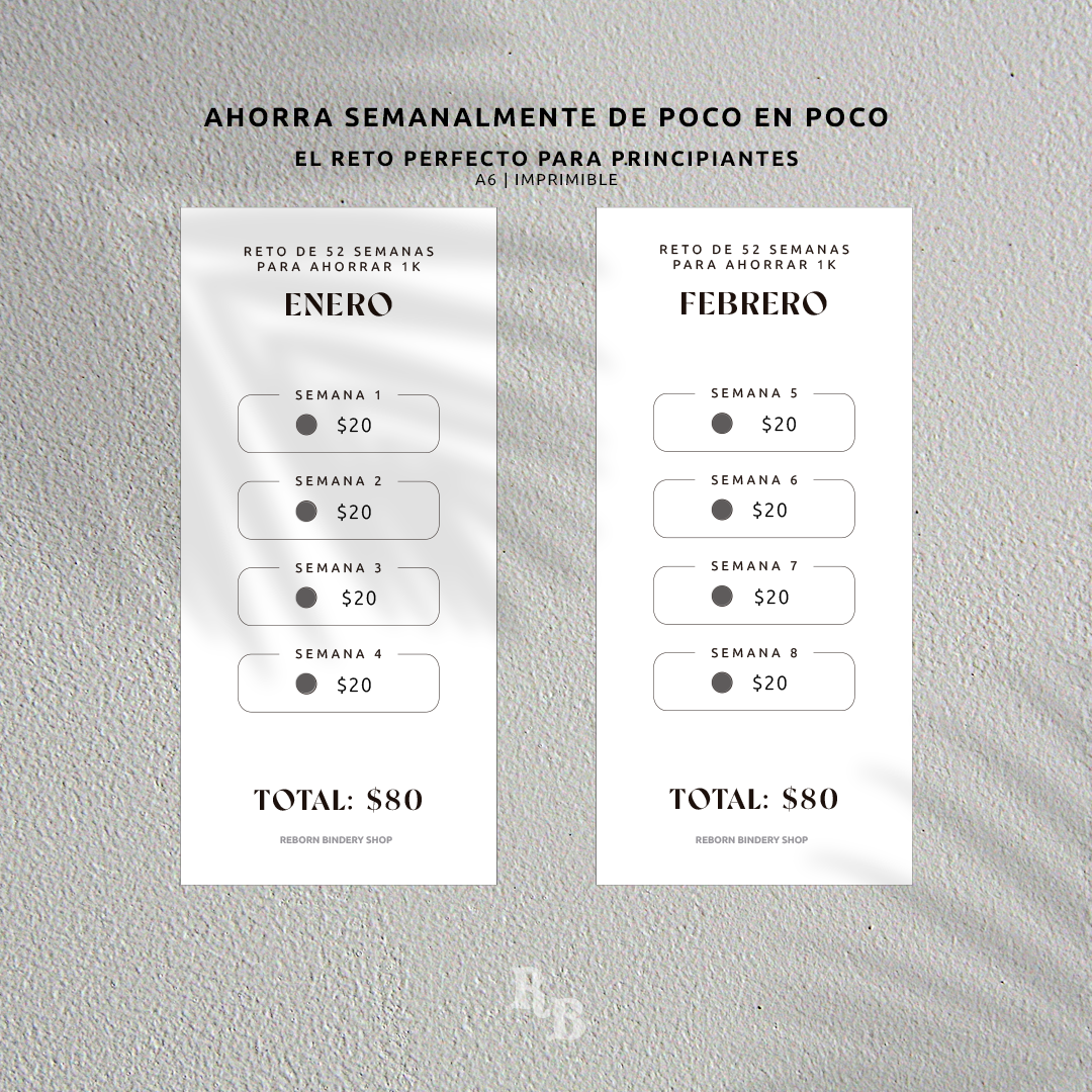 Paq. de Retos Ahorro Mensual 1k - Descarga Digital