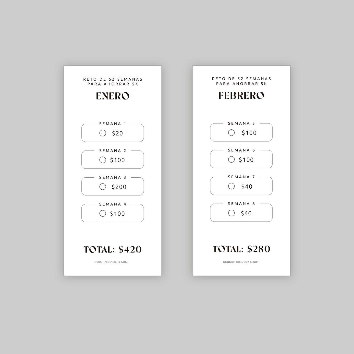 Paquete de Retos de Ahorro Mensual 5k – Plantillas Digitales Reutilizables