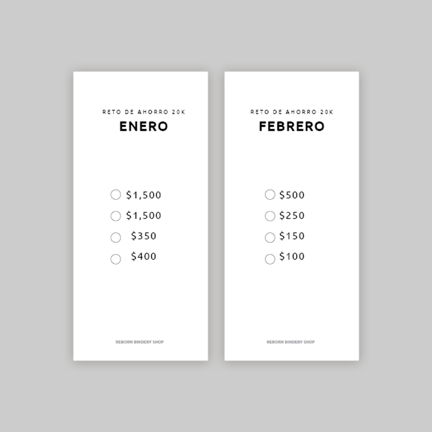 Paquete de Retos de Ahorro Mensual 20k – Plantillas Digitales Reutilizables