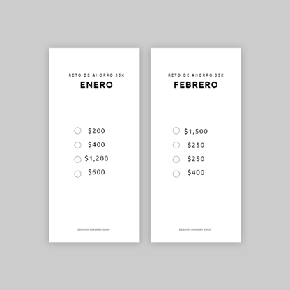 Paquete de Retos de Ahorro Mensual 35k – Plantillas Digitales Reutilizables