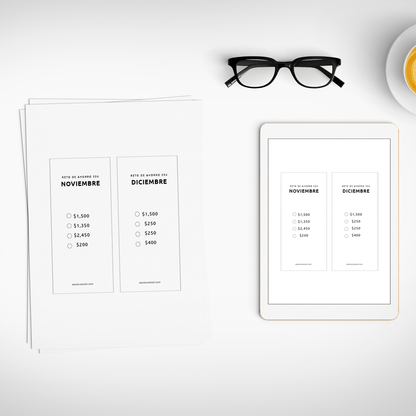 Paquete de Retos de Ahorro Mensual 35k – Plantillas Digitales Reutilizables