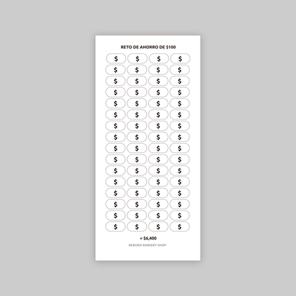 Reto de Ahorro $100 – Plantilla Digital Reutilizable