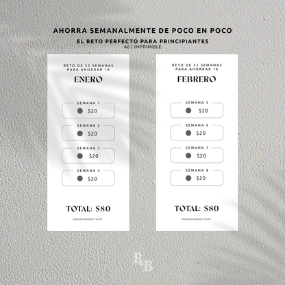 Paq. de Retos Ahorro Mensual 1k - Descarga Digital